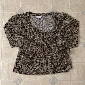 Nine West Leopard Print Wrap Top